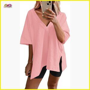 Oversized V-Neck T-Shirt Biker Shorts Set Reversible Lounge Pajamas